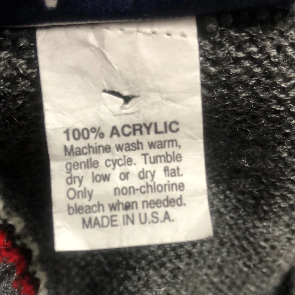 Amana Colonies Gray Red Black Grandma Chic Button Front Sweater size L/XL